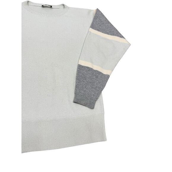 Theory 100% Cashmere Colorblock Sweater Pale Winter Green Husky Ivory sz XS - Picture 3 of 10